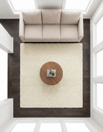 Pure Ivory Comfort Solid Shag Square Rug