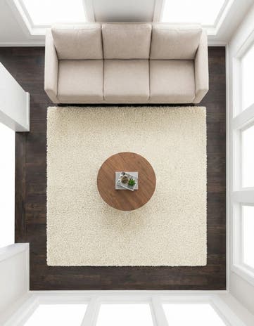 Pure Ivory Comfort Solid Shag Square Rug