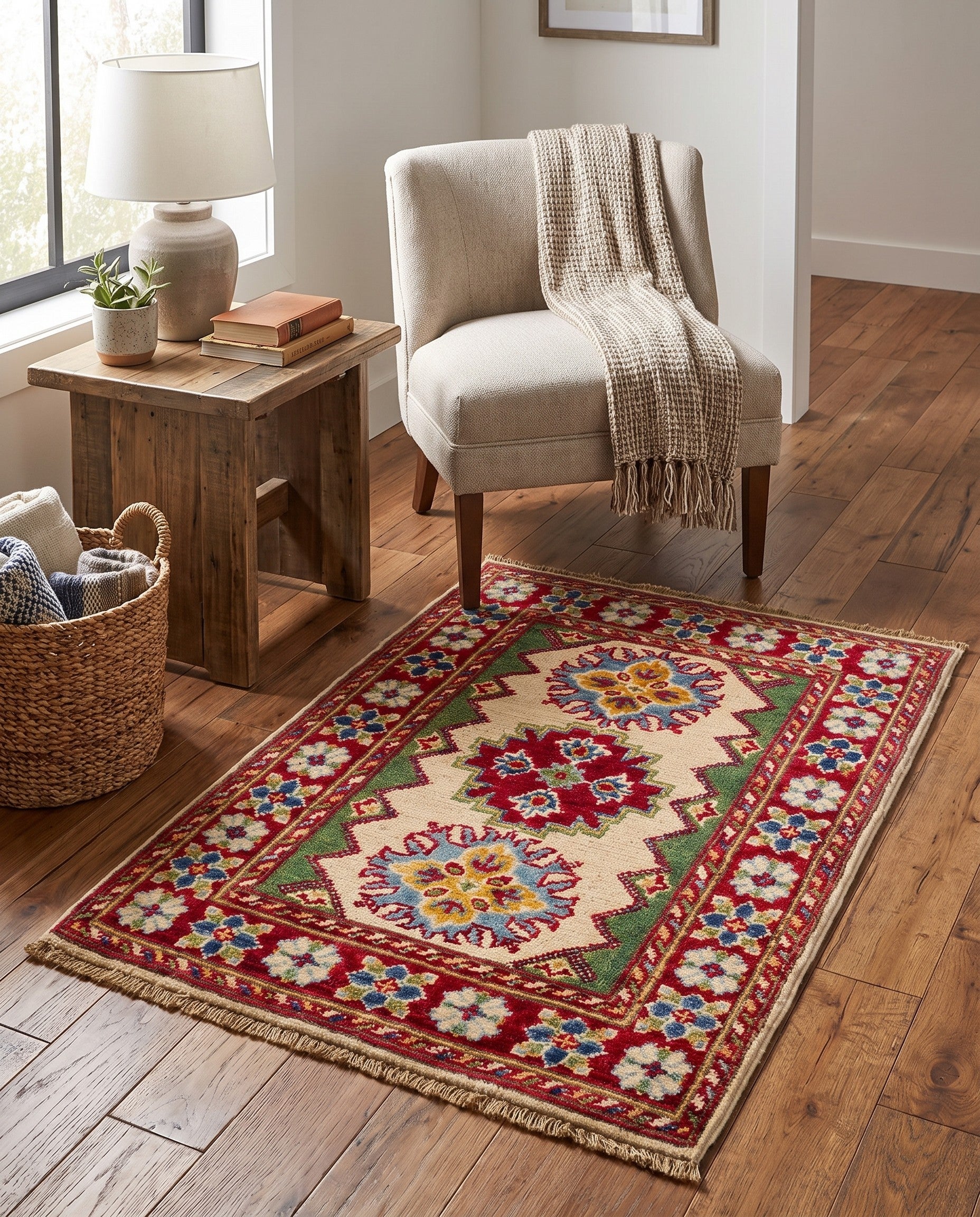 1' 11 x 2' 9 Hand Knotted Kazak Rug