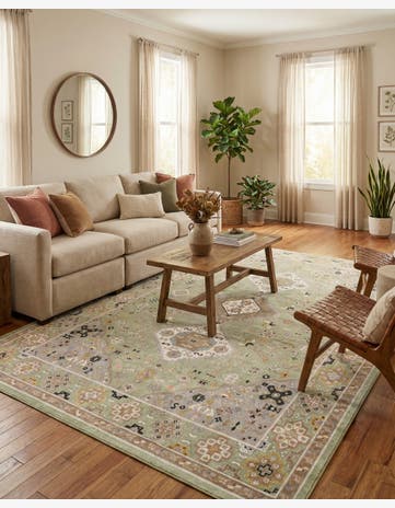 Light Green Kamala Washable Rug