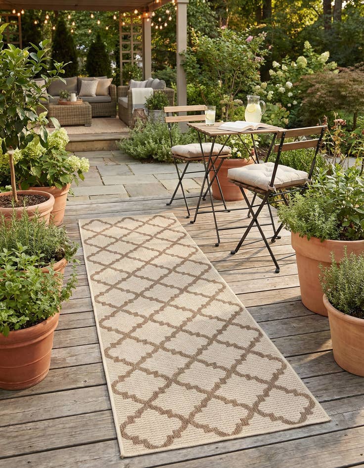 Detail image of 2' 2 x 6' Washable Lattice Indoor / Outdoor Runner Rug