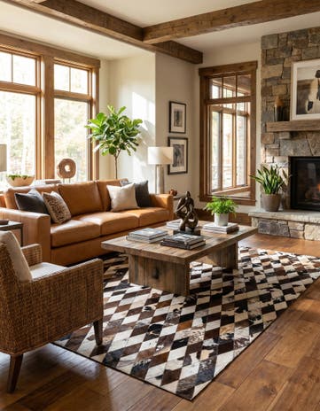 5' 7 x 8' Cowhide Stocks Rug