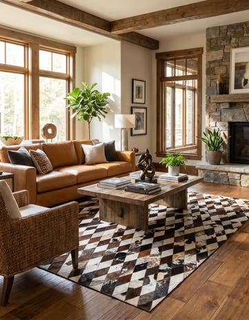 5' 7 x 8' Cowhide Stocks Rug