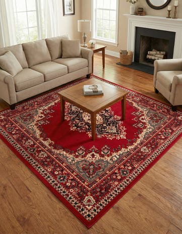 Red Amaya Square Rug