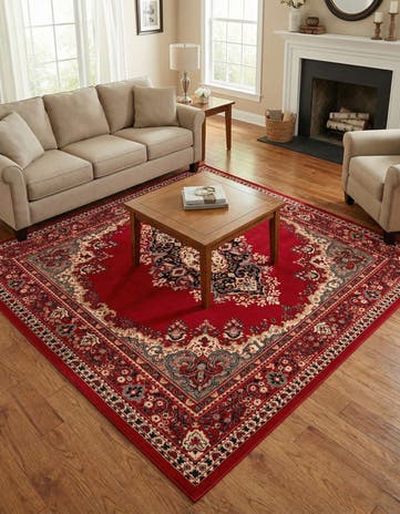 Red Amaya Square Rug
