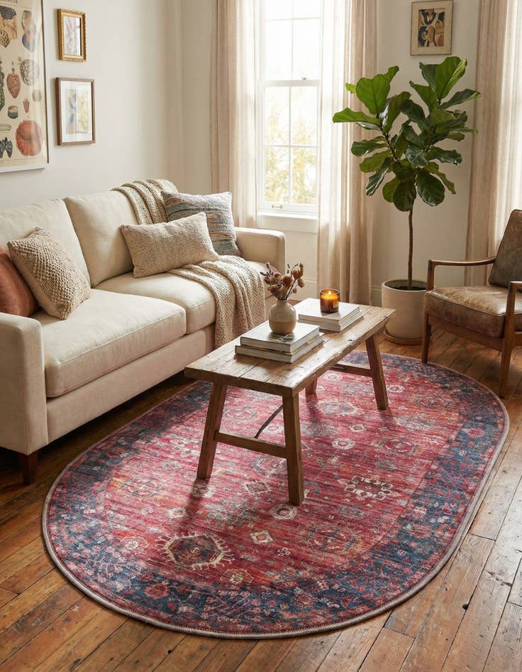 Detail image of 4' x 6'  Washable Maahru Oval Rug