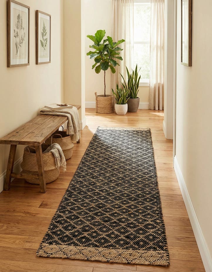 2' 7 x 10' Hand Woven Chindi Trellis Runner Rug
