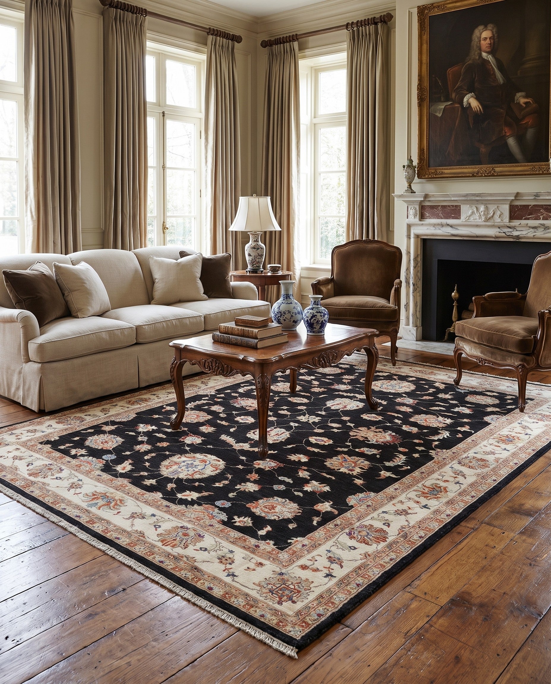 6' 11 x 9' 9 Hand Knotted Ziegler Rug