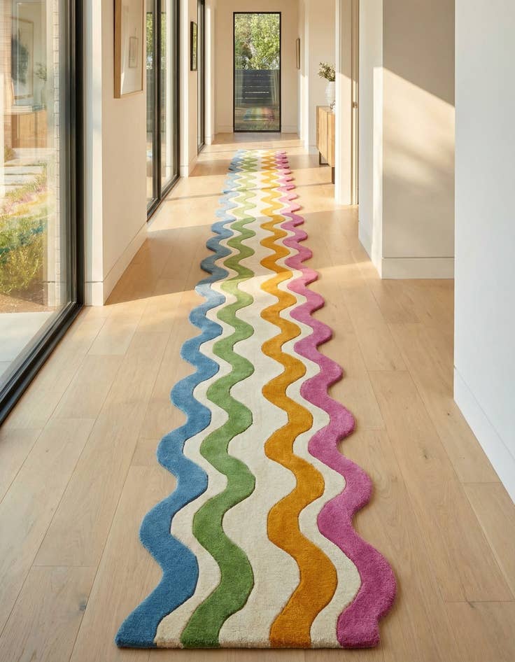 Detail image of 2' 7 x 13' 1 Happy Rugs Wavy Wool Runner