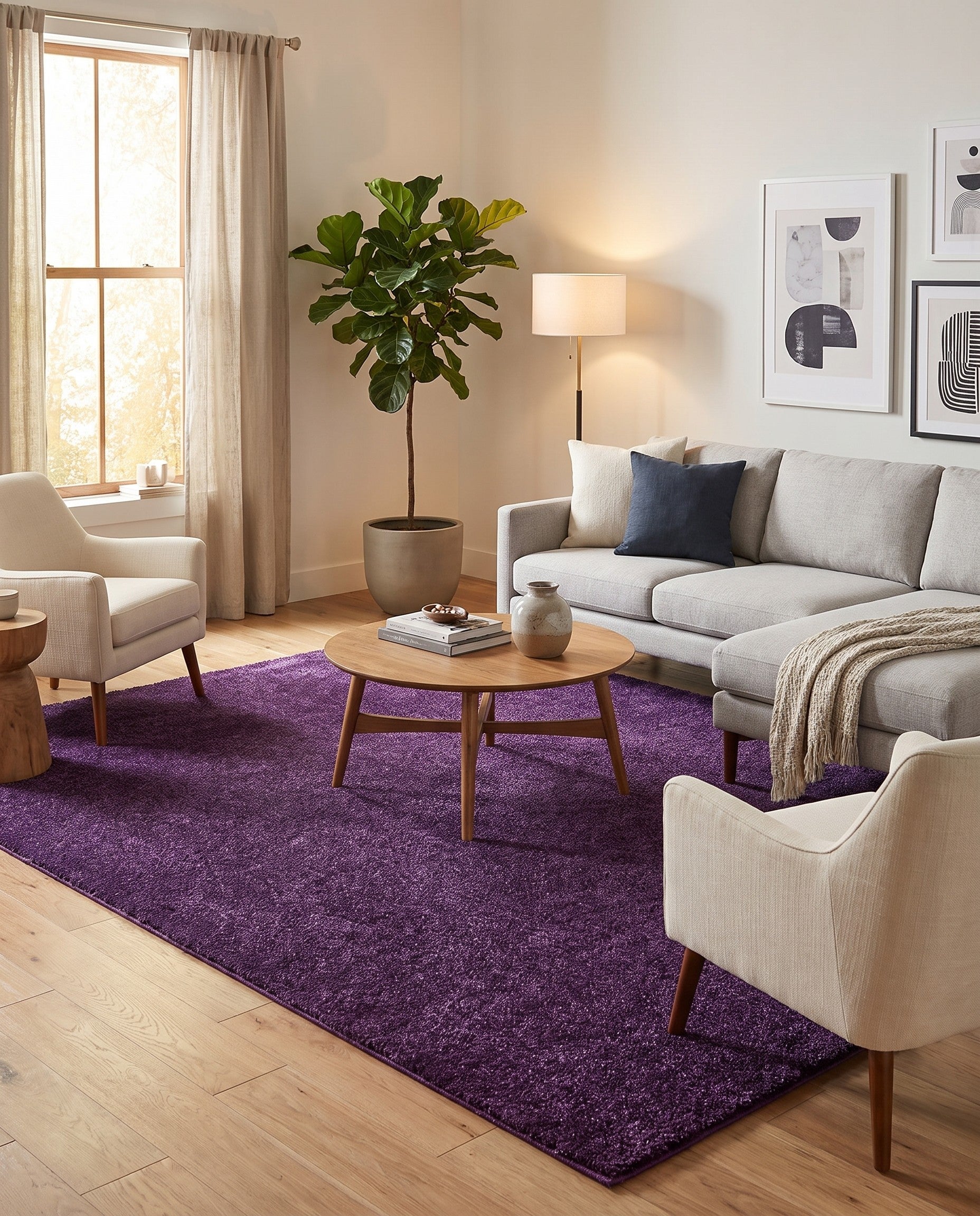 Violet Solid Frieze Rug