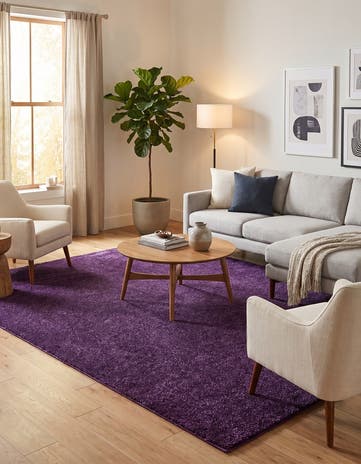 Violet Solid Frieze Rug