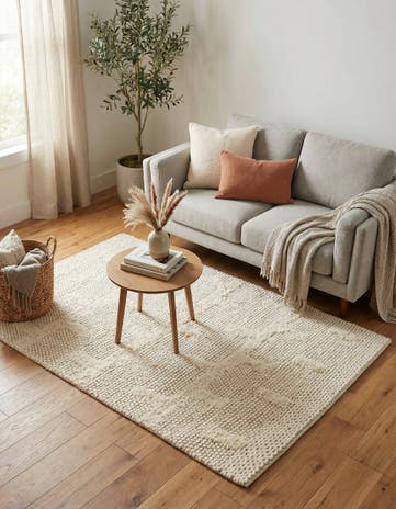 Ivory Hand Woven Lana New Zealand Wool Rug