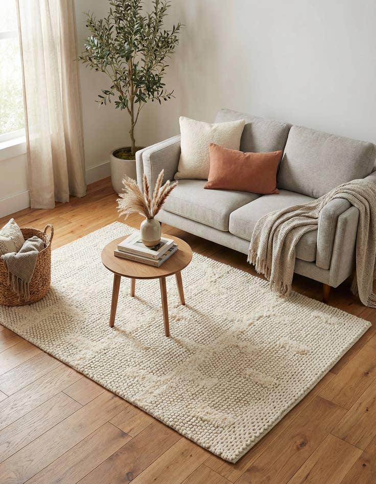 Detail image of 4' 1 x 6' 1  Hand Woven Lana New Zealand Wool Rug