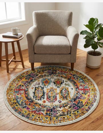 Ivory Madeline Round Rug
