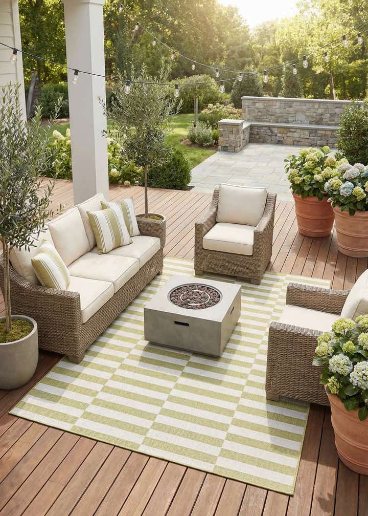 5' 3 x 8' Easy-Clean Striped Indoor / Outdoor Rug
