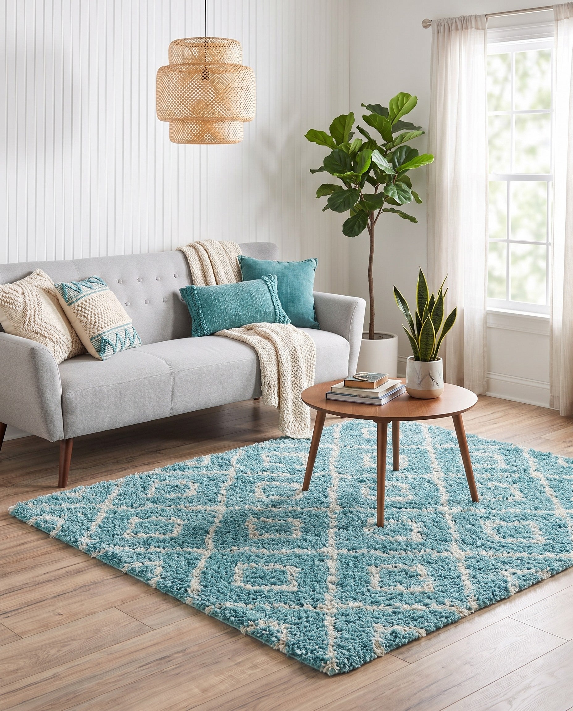 5' 3 x 5' 3 Lattice Shag Square Rug