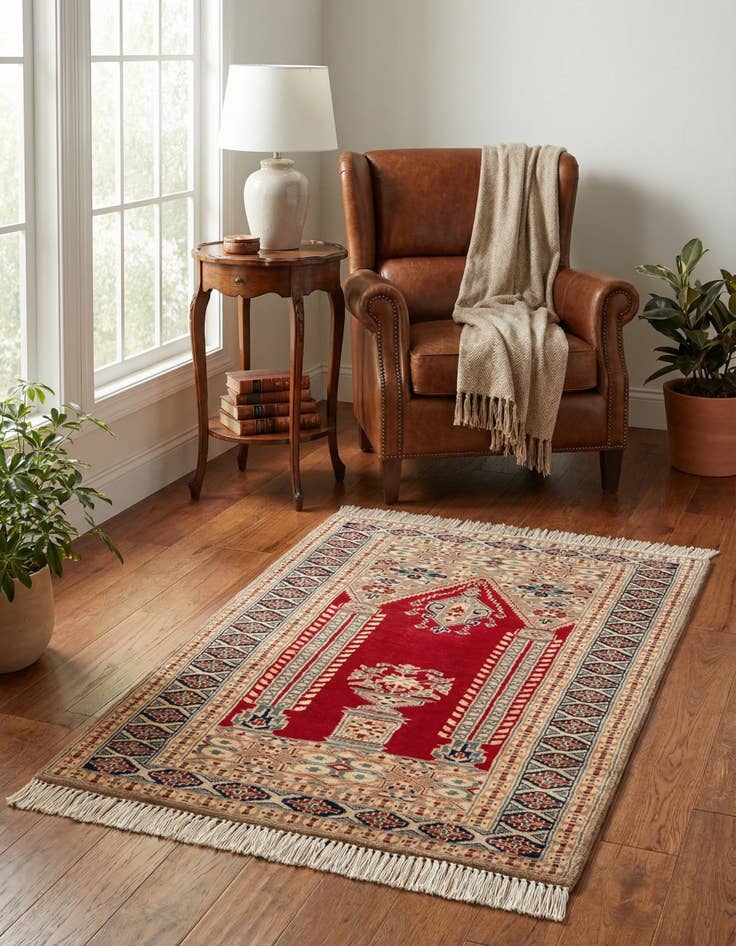 Detail image of 2' 8 x 3' 11 Hand Knotted Bokhara Oriental Wool Rug