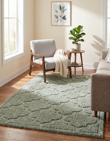 Green Lattice Shag Rug