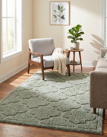 Green Lattice Shag Rug