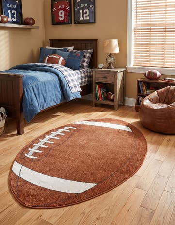 Terracotta Sports Washable Oval Rug