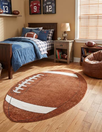 Terracotta Sports Washable Oval Rug