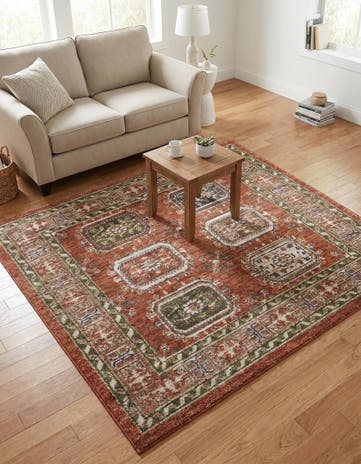 Terracotta Rust Red Grand Tradition Square Rug