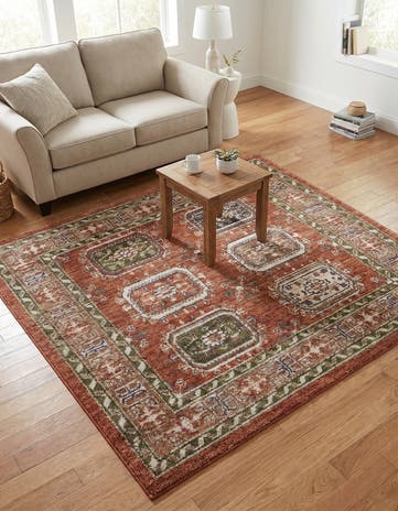 Terracotta Rust Red Grand Tradition Square Rug