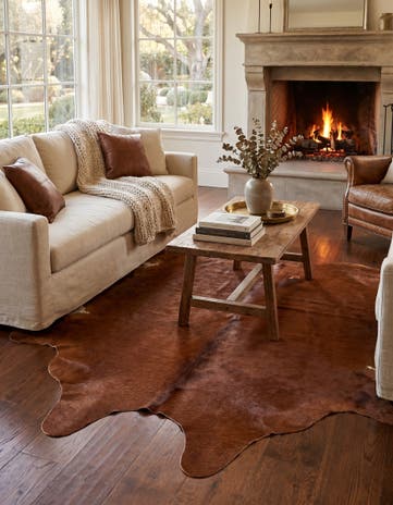 5' 7 x 6' 5 Cowhide Leather Rug