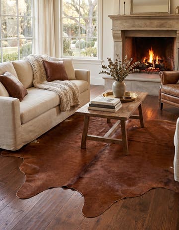 5' 7 x 6' 5 Cowhide Leather Rug
