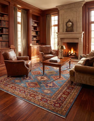 7' x 9' 11 Hand Knotted Kazak Rug