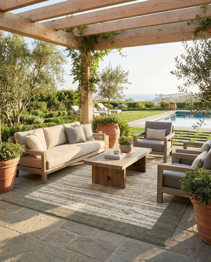 Detail image of 8' x 10' Easy-Clean Border Indoor / Outdoor Rug