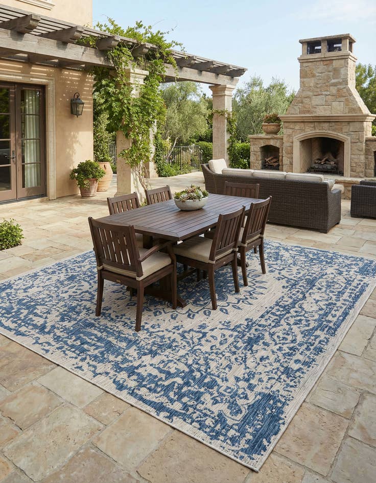 Detail image of 10' x 10' Easy-Clean Traditional Indoor / Outdoor Square Rug