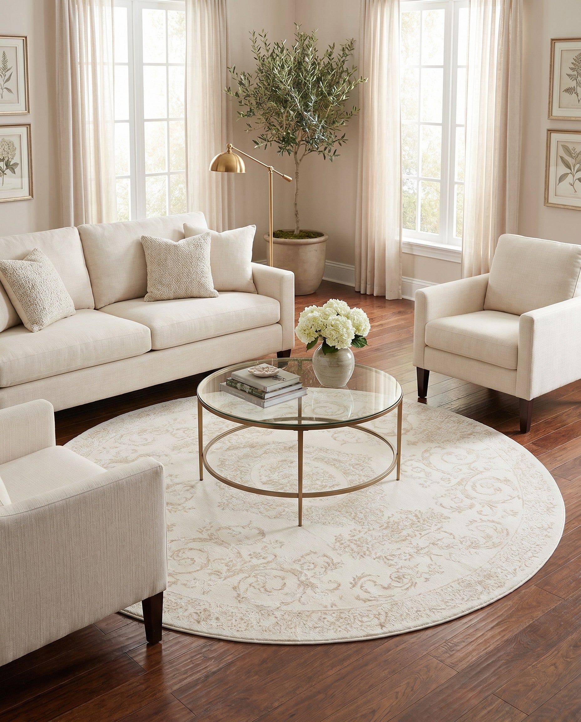 Ivory Finsbury Round Rug