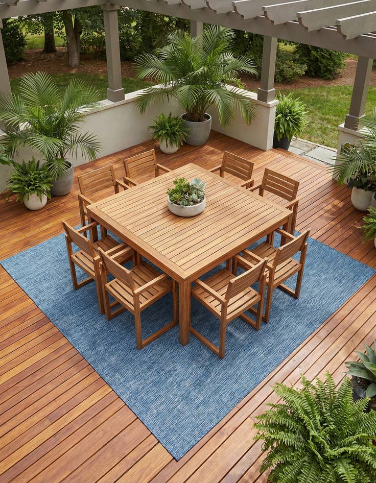 Detail image of 7' 10 x 7' 10 Washable Solid Indoor / Outdoor Square Rug