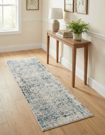 Ivory and Blue Finsbury Runner Rug