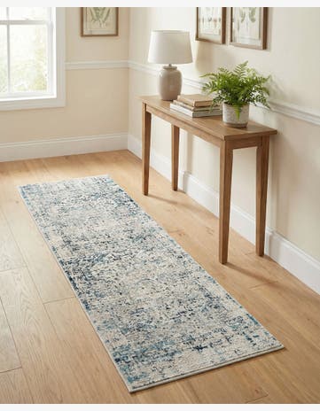 Ivory and Blue Finsbury Runner Rug