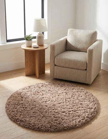 Khaki Infinity Shag Round Rug