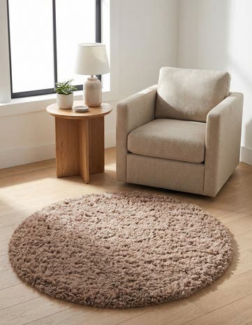 Khaki Infinity Shag Round Rug