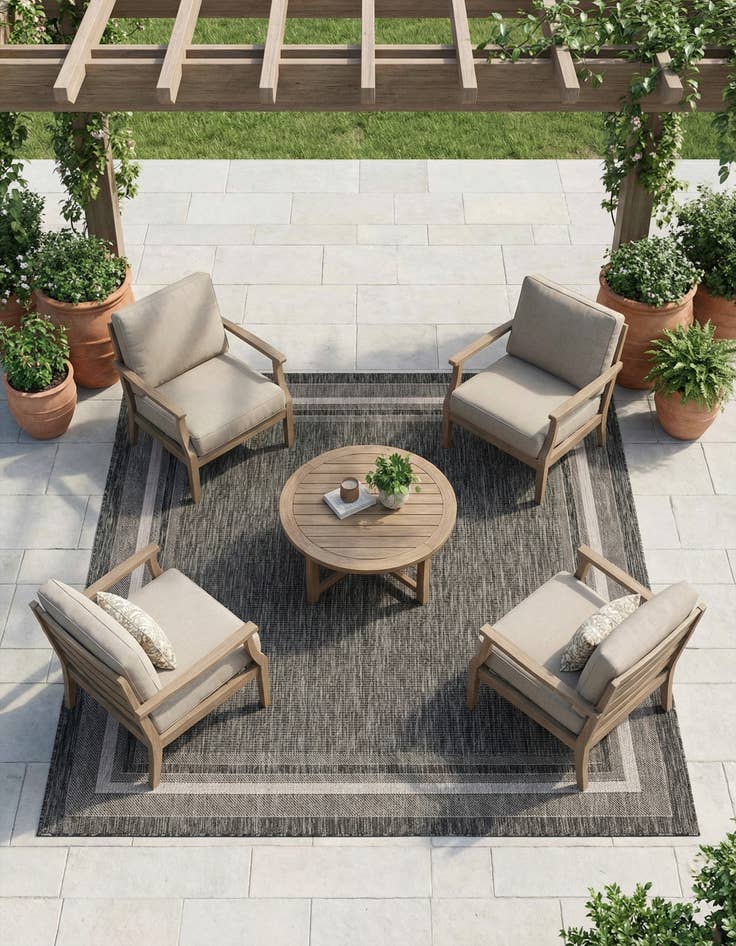 Detail image of 7' 10 x 7' 10 Washable Border Indoor / Outdoor Square Rug