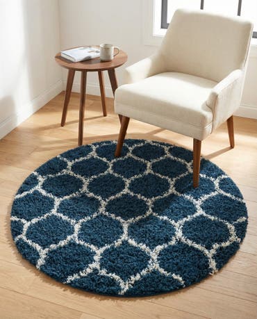  3' 3 x 3' 3 Lattice Shag Round Rug