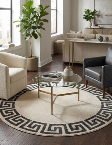 Beige and Gray Hera Round Rug