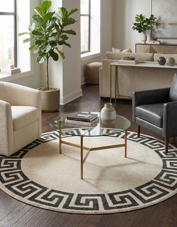 Beige and Gray Hera Round Rug