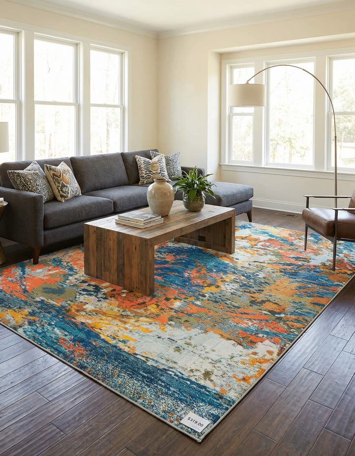9' 10 x 14' Washable Vivid Rug