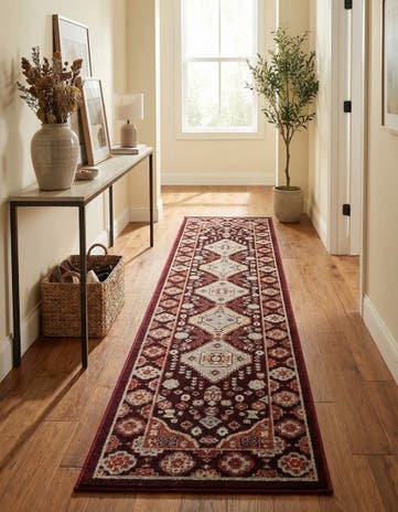 Burgundy Red Kamala Washable Runner Rug