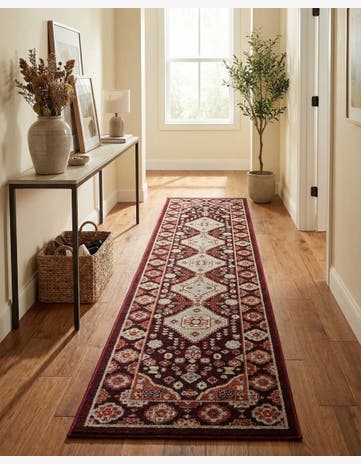 Burgundy Red Kamala Washable Runner Rug
