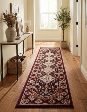 Burgundy Red Kamala Washable Runner Rug