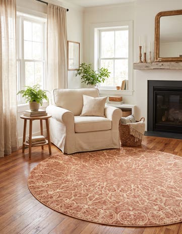 Rose Pink and Ivory Monaco Round Rug