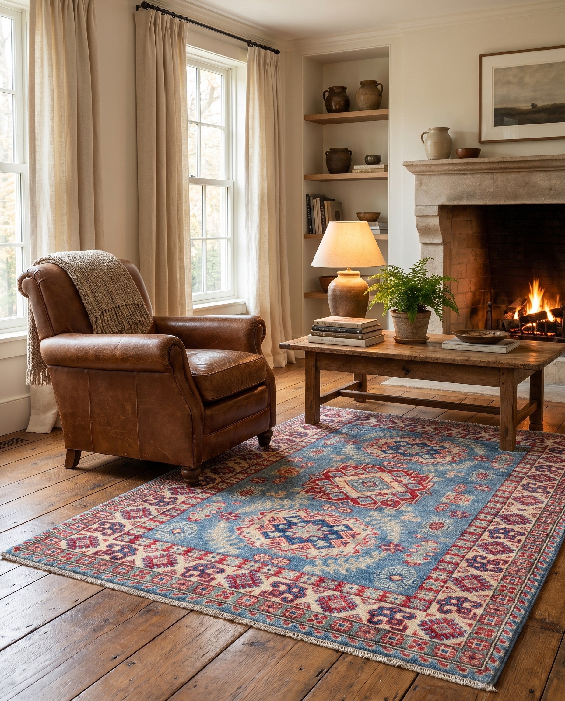 3' 5 x 5' Hand Knotted Kazak Rug