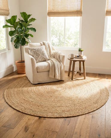  5' 1 x 5' 1  Hand Braided Jute Round Rug