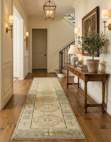 2' 9 x 12' 5 Hand Knotted Oushak Wool Runner Rug